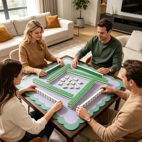 Mahjong Mat for Table 31.25"x31.25" - Anti-Slip American Mahjong Mat with Carrying Bag, Dice & Wind Indicator, Noise-Reducing Table Cover for Mahjong Poker Board Games, Light Blue - color: Light Blue