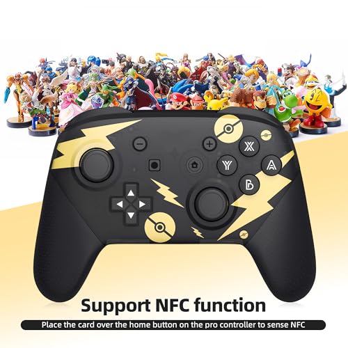 Switch Pro Controller, Wireless Switch Controllers with Carrying Storage Case, Upgraded Gamepad Switch Remote Replacement for Switch Controller Support NFC/Dual Vibration/Screenshot/Wake-up Function - color: Black Pika