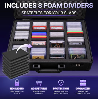 VALUN Carbon Fiber 160+ Graded Card Storage Box; Durable Sports, PSA Card Storage Box - Organizer Slab for Your Collection - For Baseball, Football, TCG, MTG Cards - Slab Case