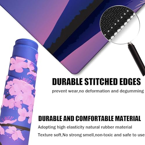Large Extended Gaming Mouse Pad with Stitched Edges, Non-Slip Waterproof Rubber Base Mouse Pad for Office, Computer, Laptop and Home Mousepad 31.5 x 15.7 Inch, Janpanese Sakura - color: Sakura