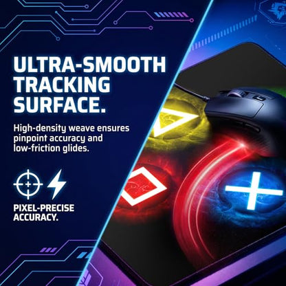 Gamepad Button Big Mouse Pad Large, Gaming Controller‌ Mouse Pad Desk Pad, Long Computer Keyboard Mouse Mat Mousepad with Non-Slip Base and Stitched Edge for Gaming and Office (×○△□, 12.6" x 10.6") - color: ×○△□, size: 12.6L x 10.6W inches