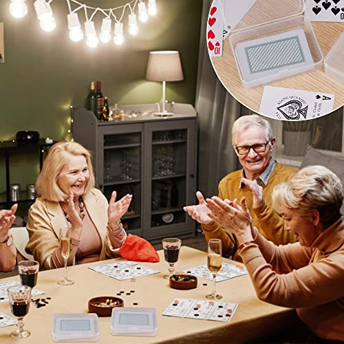 Playing Card Deck Cases 8Pcs Clear Plastic Playing Card Boxes Snaps Closed Poker Gaming Holder Plastic Storage Box Trading Card Box Card Storage Organizer 4.1 x2.95in for Bank Business Game Card