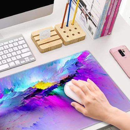 Gaming Mouse Pad Large,Abstract Spray Paint Mouse Pad Gaming Mouse Mat Desk Pad,31.5 x 11.8 Desk Mat Mouse Pads for Desk,Extended Keyboard Mousepad with Non-Slip Base and Stitched Edge - color: Abstract Spray Paint