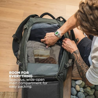 NOMATIC 40L Travel Bag- Convertible Duffel/Backpack, Carry-on Size, Everyday Use Laptop Bag, TSA Compliant - color: Olive