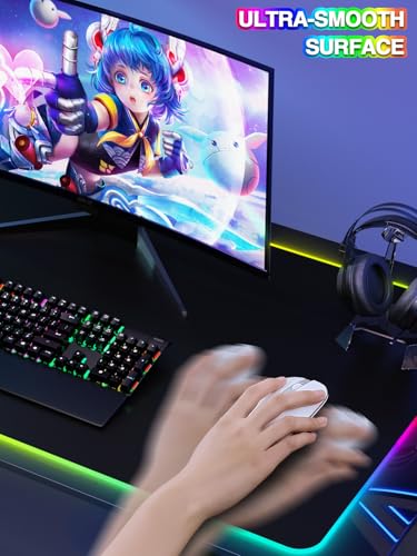 Mouse Pad with 15W Magnetic Wireless Charging, RGB Mousepad for Desk Mat, XXL Desk Pad with 11 Colors 5 Modes, Home Office Keyboard Pad Waterproof Non-Slip for PC Gaming - color: Black Touch Control Magnetic XXL with PD Charger