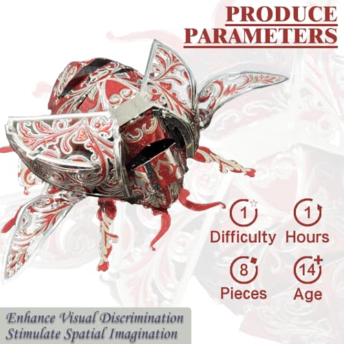 3D Metal Puzzles for Adults,Cute Red Ladybug 3D Model Building Puzzle Kits,Insect Animal Themed Design,Brain Teaser DIY Puzzle Crafts Kits Creative Ornament,Need Assembly (Ladybug) - color: Ladybug