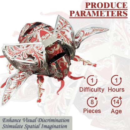 3D Metal Puzzles for Adults,Cute Red Ladybug 3D Model Building Puzzle Kits,Insect Animal Themed Design,Brain Teaser DIY Puzzle Crafts Kits Creative Ornament,Need Assembly (Ladybug) - color: Ladybug
