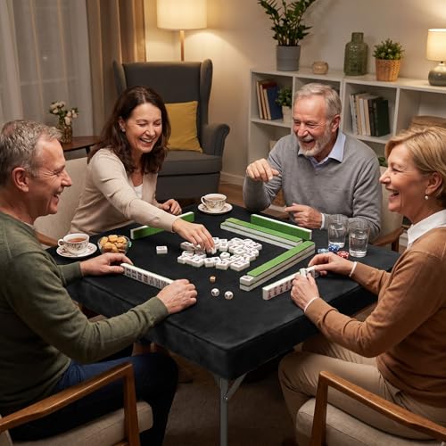 Frienda Game Table Cover Felt Game Tablecover Folding Tablecloth for Card for Playing Poker Cards Mahjong Puzzles Board Games, Table Not Included (Black,34 x 34 x 4 Inch) - color: Black