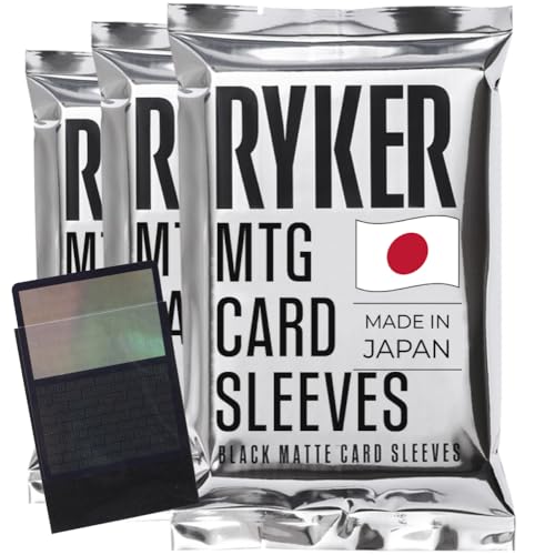 Ryker Card Sleeves for MTG Magic The Gathering - Made in Japan, Tournament Grade, Reinforced Edges, Crystal Clear Front, Textured Matte Back (300 Count, Black) - color: Black, size: 3 Pack