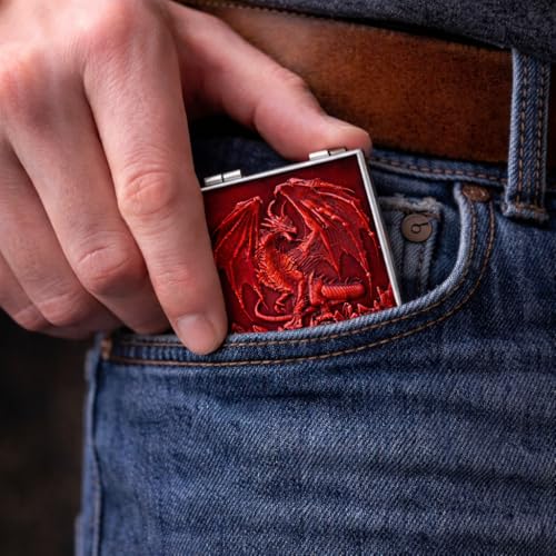 7-in-1 Metal Spinner DND Dice Set subitable for Dungeons & Dragons – Pocket Flip Rotating Dice with D4 D6 D8 D10 D12 D20 D% – Gaming Accessory with Magnetic Iron Box（Red） - color: Red