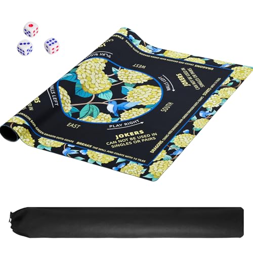 TIASUSAN American Mahjong Learning Mat (Black, 33” x 33”) with Carrying Bag, Anti-Slip, Noise-Reducing Mahjong Mat for Table - color: Black
