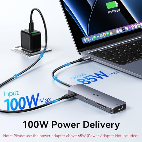 USB-C Hub HDMI Adapter for MacBook Pro/Air, 8-in-1 USB-C Video Hub with HDMI 4K@60Hz, SD/TF, USB-C Data Port, 100W PD, USB 3.0, USB-C Dongle Compatible with Dell XPS/Lenovo Thinkpad/HP/Surface/Yoga - size: 8-in-1