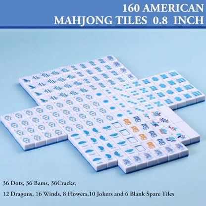 Soulchen Mini American Mahjong Tile Set Include 160 0.8 Inch Mahjong Tiles 2 Dice 4 Wooden Rulers 1 Accessory Bag 4 Beginner Rule Cards (Chinoiserie) - style: Chinoiserie