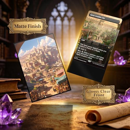 MTG Card Sleeves -Commercial District- Surveil Lands - Ultra Clear Front & Matte Finish Back, 100 Count Standard Size Matte Art Sleeve for Magic the Gathering - color: Commercial District