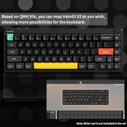 nuphy Halo65 V2 Wireless Mechanical Keyboard with PBT Keycaps, 65% Hot Swappable Custom Gaming Keyboard Compatible with QMK/VIA, RGB Backlit,Gasket Structure,BT5.0/USB-C/2.4GHz,Black-Lemon Switches - color: Black, size: Lemon Switch