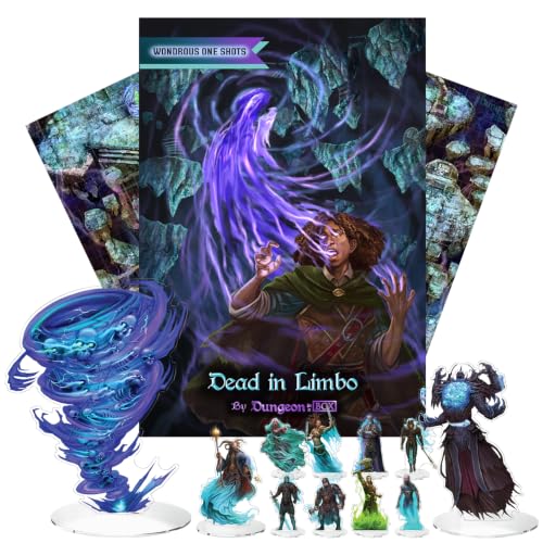 Dead in Limbo One-Shot Adventure Set – 5e RPG Module with XL Cyclone of Souls, 12-Page Adventure Book, 10 Skinny Minis, Bases & Premium Maps – Fantasy Roleplaying Game Accessory for Dungeon Masters