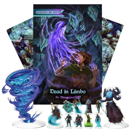 Dead in Limbo One-Shot Adventure Set – 5e RPG Module with XL Cyclone of Souls, 12-Page Adventure Book, 10 Skinny Minis, Bases & Premium Maps – Fantasy Roleplaying Game Accessory for Dungeon Masters