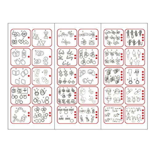 32 Brain Teasers Metal Wire IQ Puzzles,for Adult Children and Student Expanding Mind, Disentanglement Puzzle Unlock Interlock Toys Stocking Stuffers