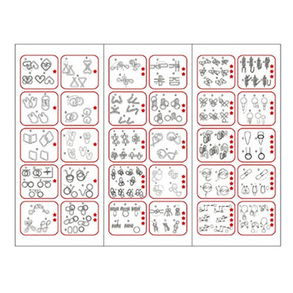 32 Brain Teasers Metal Wire IQ Puzzles,for Adult Children and Student Expanding Mind, Disentanglement Puzzle Unlock Interlock Toys Stocking Stuffers