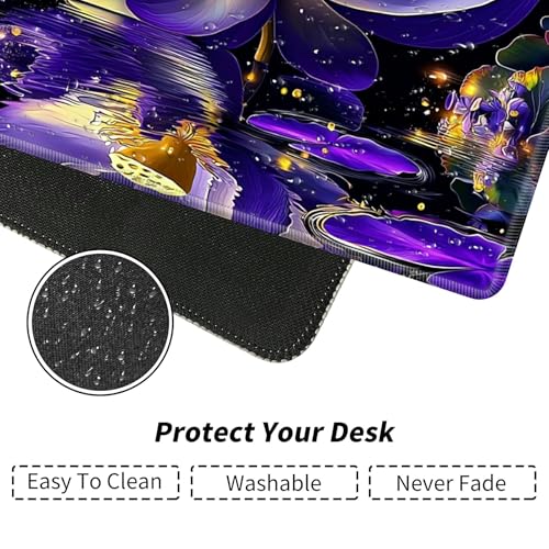 Purple Lotus Flower Blooms for MTG & TCG Playmat Mouse Pad,BFDHGQZC 24" x 14" Game Mat for MTG/RPG/CCG Trading Card Game Playmats Table Mat Perfect for Card Games Video Games Computer Office - color: Purple Lotus Flower Blooms
