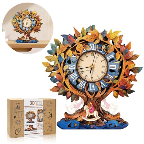 3D Wooden Puzzles for Adults-Tree of Life Clock Puzzle-Adult Craft | 3D Puzzle/Puzzle Clock/Tree of Life Lover Gifts/DIY Wooden Puzzle/Working Clock/Desk/Wall Decor/Creative Gifts for Adult&Teen - color: Tree of Life Clock
