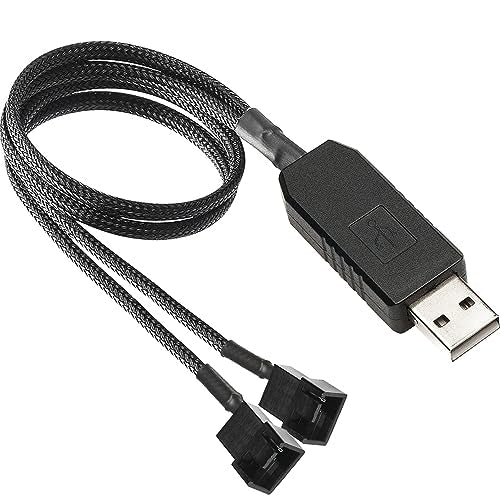 Gebildet Full Speed 12V Voltage Step-Up USB to Dual 3-Pin and 4-Pin PC Fan Sleeved Power Adapter Cable - style: USB (1 to 2) 5V/12V 50 cm
