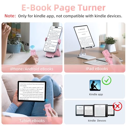 MILOUZ Remote Control Scrolling for Tiktok with Phone Stand,Page Turner for Kindle App E-Book,Bluetooth Camera Shutter Remote for iPhone, Android,iOS,iPad,Tablet - color: Rose Pink