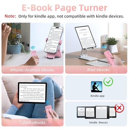 MILOUZ Remote Control Scrolling for Tiktok with Phone Stand,Page Turner for Kindle App E-Book,Bluetooth Camera Shutter Remote for iPhone, Android,iOS,iPad,Tablet - color: Rose Pink