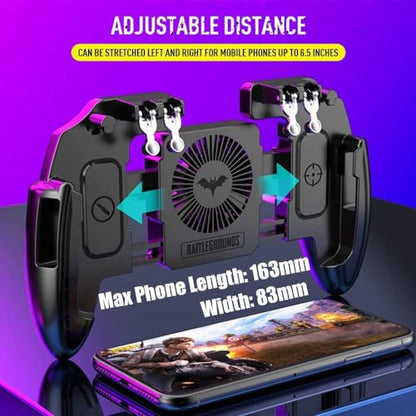 Mikirini Mobile Phone Game Controller w/built-in 4000mAh Battery & Semiconductor Cooling Fan for 4.5-6.7" iPhones/Android Phones, compatible with PUBG Mobile/Call of Duty Mobile/Fortnitee Mobile/Free Fire
