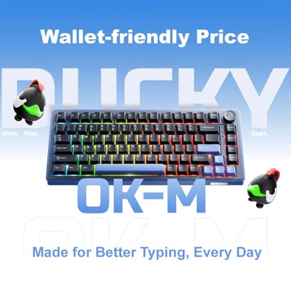 Ducky OK-M - 75% Wireless Mechanical Gaming Keyboard : Gasket-Mount Design, Hot-Swappable Switches, Five-Layer Acoustic Dampening, RGB, USB-C, 2.4Ghz, Bluetooth, Baby Switch - size: OK-M-75, style: KTT Baby Switch