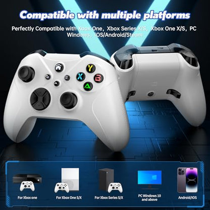 Xexvyrin Wireless Controller for X-box One, X-box Series X/S, PC, Switch, iOS, Android, LED Gaming Controller with TURBO, Macro Function, 6-Axis Gyro, 3.5mm Audio Jack, WiFi Connectivity (pure white) - color: Pure White