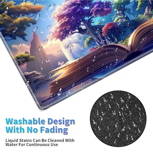 MTG 플레이매트 61 x 35.6cm(24 x 14인치), 매직 존 커맨더 덱 게이밍 데스크 매트 카드 게임 플레이 패드 MTG TCG 트레이딩 카드 잉크 게임용 카드 플레이매트 - Forest of Books