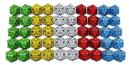 SmartDealsPro 50-Pack D6 D12 D20 6 12 20 Sided Dice Polyhedral Dice with Pouch for DND RPG MTG Table Game (D20, Retro Color) - color: Retro Color, style: D20
