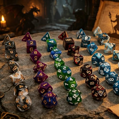 DND Dice Set, 6Pack 7 Die Polyhedral D&D Dice Sets with D20 D12 D10 D% D8 D6 D4 Compatible with Dungeons and Dragons Role Playing Games RPG MTG Table Games (42 Pieces) - color: 6 Colors With Red Black