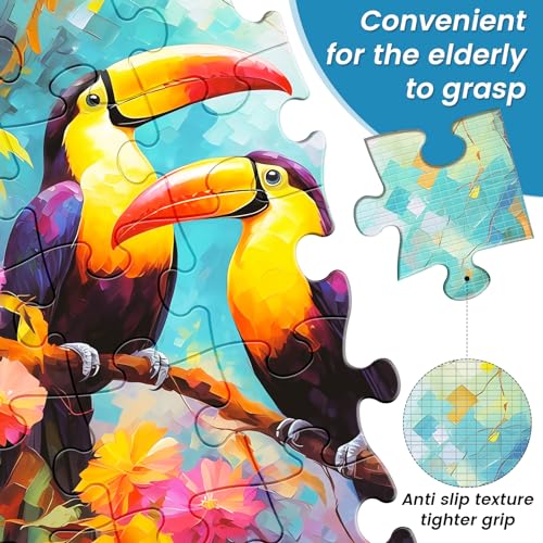 6 Pack 24 Large Piece Puzzle for Seniors Paper Dementia Puzzles for Elderly Adults Easy Puzzle Hummingbird Turtle Dog Panda Jigsaw Puzzle Activities for Elderly Seniors Gift | Hummingbird Turtle Dog Panda Jigsaw Puzzle for Adults Activities for Elderly Se
