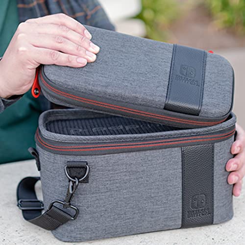 PDP Pull-N-Go 2-in-1 Travel Case & Accessory Storage for Nintendo Switch | Licensed for Nintendo Switch, Removable Compartments, Hard-Shell Design, Removable Slim Travel Case, Elite Edition Grey - style: Pull-n-go