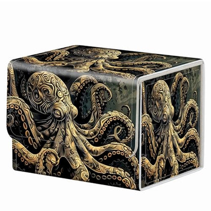 Strong Magnet MTG Demon Deck Box Playing Card Case Magic The Gathering Commander Deck Box Creative Pattern Trading Card Storage Caseox for Collectible Games, Dark Gold Metal Octopus - color: Dark Gold Metal Octopus