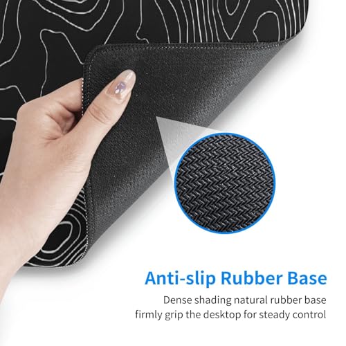 Large Gaming Mouse Pad Desk Mat, Topographic Contour Extended Keyboard Mouse Pad Mousepad with Non-Slip Base and Stitched Edge Mouse Mat Desk Pad Mouse Pads for Desk Home Office, 31.5 x 11.8 - color: Topographic Contour