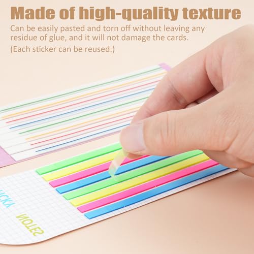 320 pcs Mahjong Card Line Finder Highlighter Tape, Mahjong Line Highlighter Stripe, Transparent Sticky Card Markers Tabs, Mahjong Game Rule Reader, Reusable & No Adhesive Residue (Solid color + Lines)
