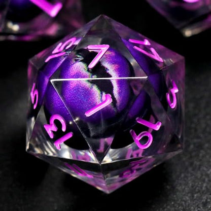 FONVGOGO Sharp Edge Resin Dice Set, Liquid Core DND Dice, Dragon Eye Dice Set D and D Dungeons and Dragons Dice Polyhedral Beholder's Ttrpg Die Role Playing RPG (Light Purple) - color: Dragon Eye Purple-01