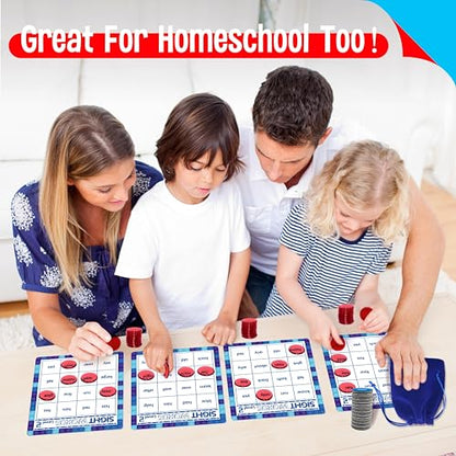 SpriteGru Sight Word Bingo Game, 120 Sight Words Learn to Read Level 1 & Level 2 Bingo Board Game Dolch's & Fry's Words Lists for Kindergarten and Preschool Kids 4-8, Perfect for Classroom & at Home - style: Sight Word Bingo Game Level 1-2