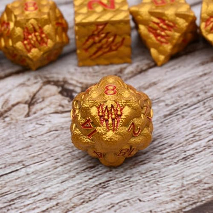 Dragon Scale Metal Dice Set-Dragon Claw,with Gift Metal Box for TTRPG Tabletop Gaming,Dungeon Masters,RPG Adventures(Golden) - color: Golden