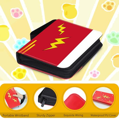 9 Pocket Trading Card Binder, Zipper Collection Album with 50 Removable Sleeves, Double Sided Design Holds 900 Cards, Premium Waterproof PU Binder for TCG, MTG, Gaming & Football Sports Cards, Red - color: Red-L