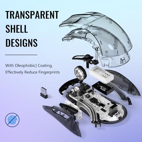 ATTACK SHARK X2 Pro Wireless Gaming Mouse with RGB Charging Dock,Tri-Mode PC Gaming Mice 2.4G/Bluetooth/Wired,Noiseless Mouse RGB Backlit,Transparent Shell,PixArt 3212 4000 DPI,for Win/MAC,Black - color: Black PRO