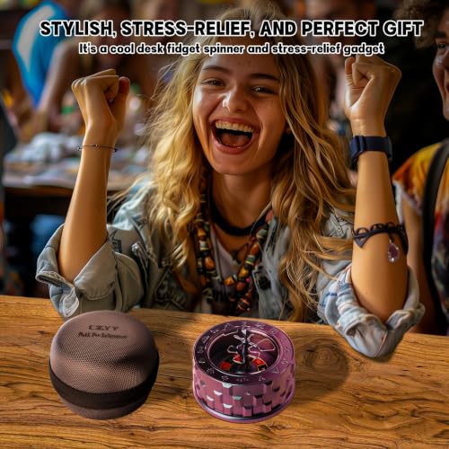 CZYY Roulette Dice, 7-in-1 Metal Fidget Spinner for DND, Tabletop RPG | 7 Dice Functions from D4 to D20 & D%, EVA Carrying Case, Accessories for RPG Game Nights, Gift for RPG Players, Blue