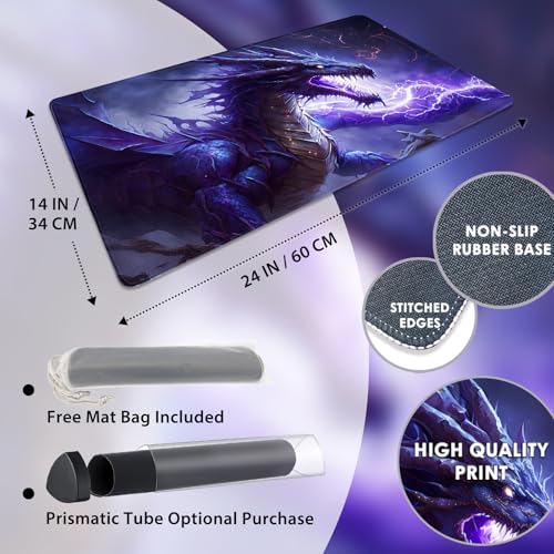 FROGIGO Custom Playmat 24" x 14" Non-Slip with Mat Bag - Printable Play Zone & Optional Stitched Edging, Any Image Printed Your Design Tournament and Card Game Legal