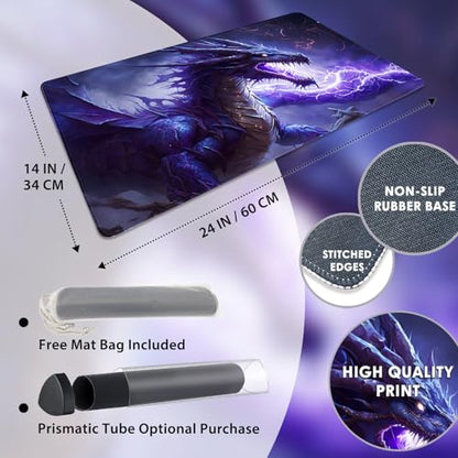FROGIGO Custom Playmat 24" x 14" Non-Slip with Mat Bag - Printable Play Zone & Optional Stitched Edging, Any Image Printed Your Design Tournament and Card Game Legal
