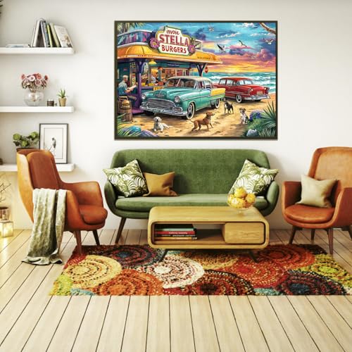 Puzzles for Adults 1000 Pieces,Seaview Campground Jigsaw Puzzle with 1:1 HD Poster, Perfect Interlocking No Dust, Stress Relief Ideal Gift for Family Games - color: Seaview Campground