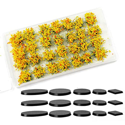 Miniature Vegetation Bushy Shrubs Tuft Flowers with Model Bases War Game DIY Railway Terrain Scenery (E) - color: E