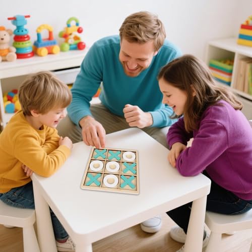 Tic Tac Toe Game - Classic XO Board Game for Kids and Adults - Portable Travel Games for Fun Family Game Night, 7" x 7" - color: Tic Tac Toe